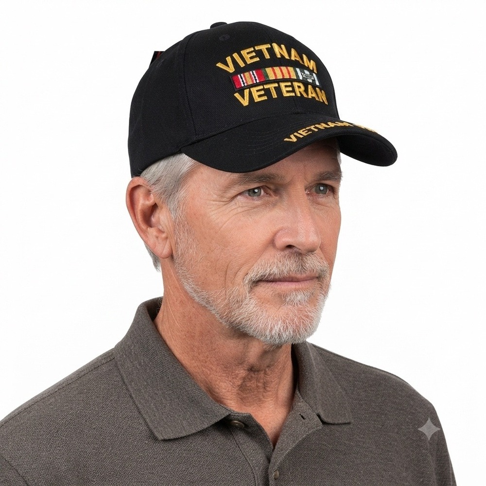 Rothco Vietnam Veteran Black Embroidered Baseball Cap Military Hat Adjustable